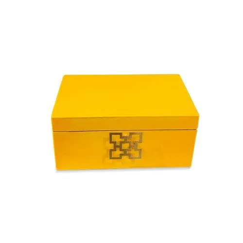 Contemporary Yellow Wooden Jewelry Box, Large Size