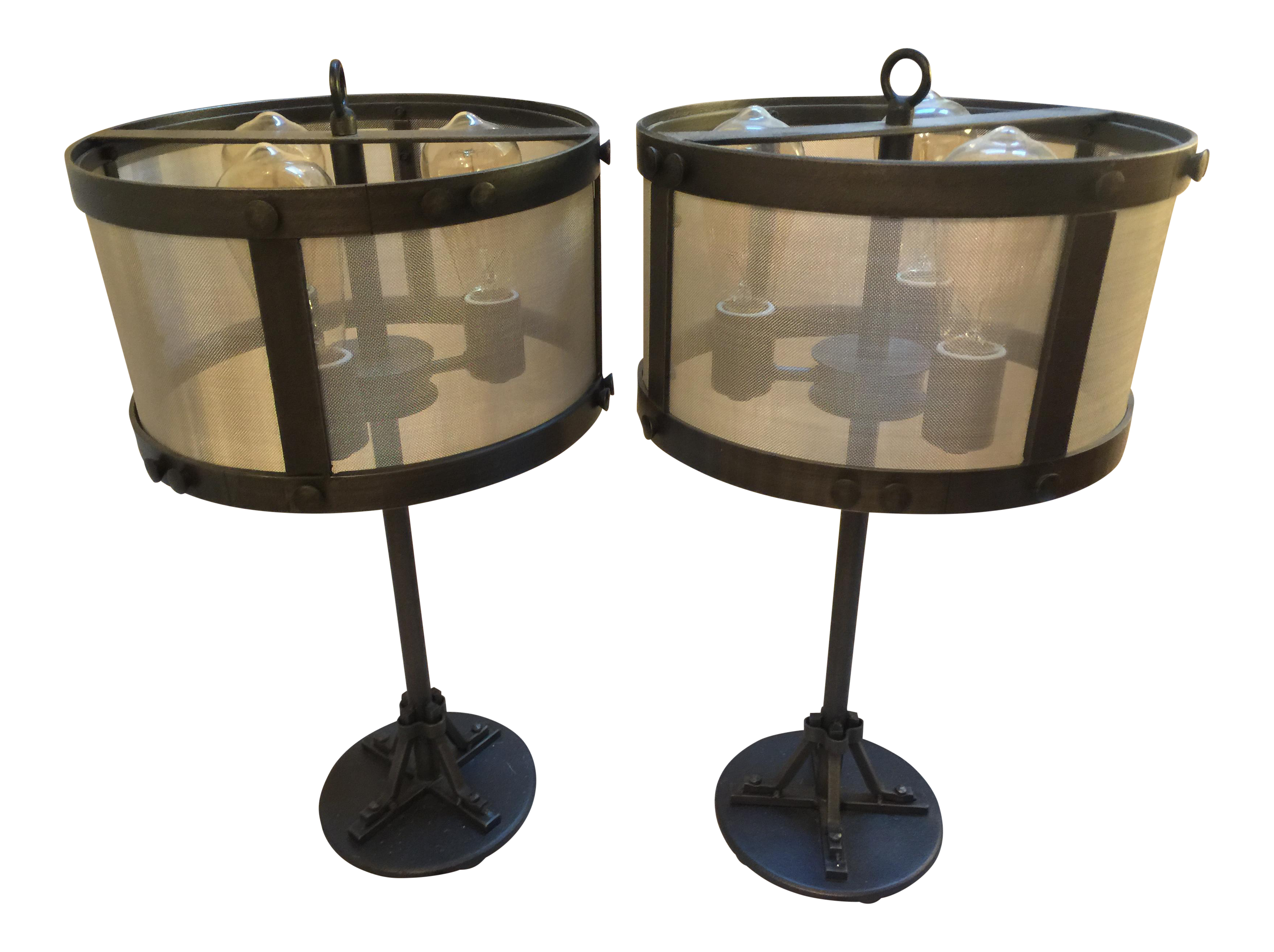 Restoration Hardware Riveted Mesh Accent Lamps A Pair