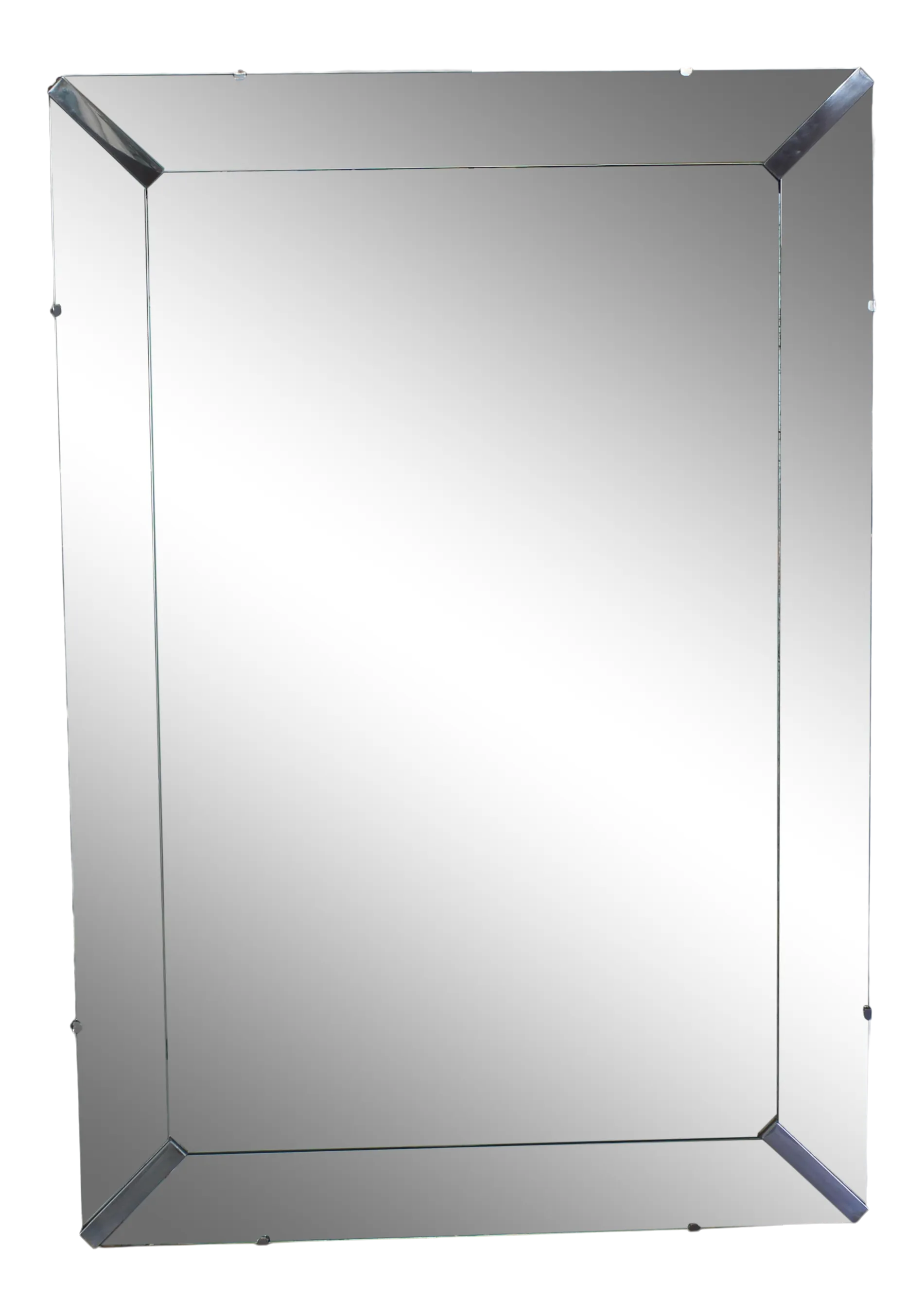 Large Mid Century Modern Mirror With Chrome Accents