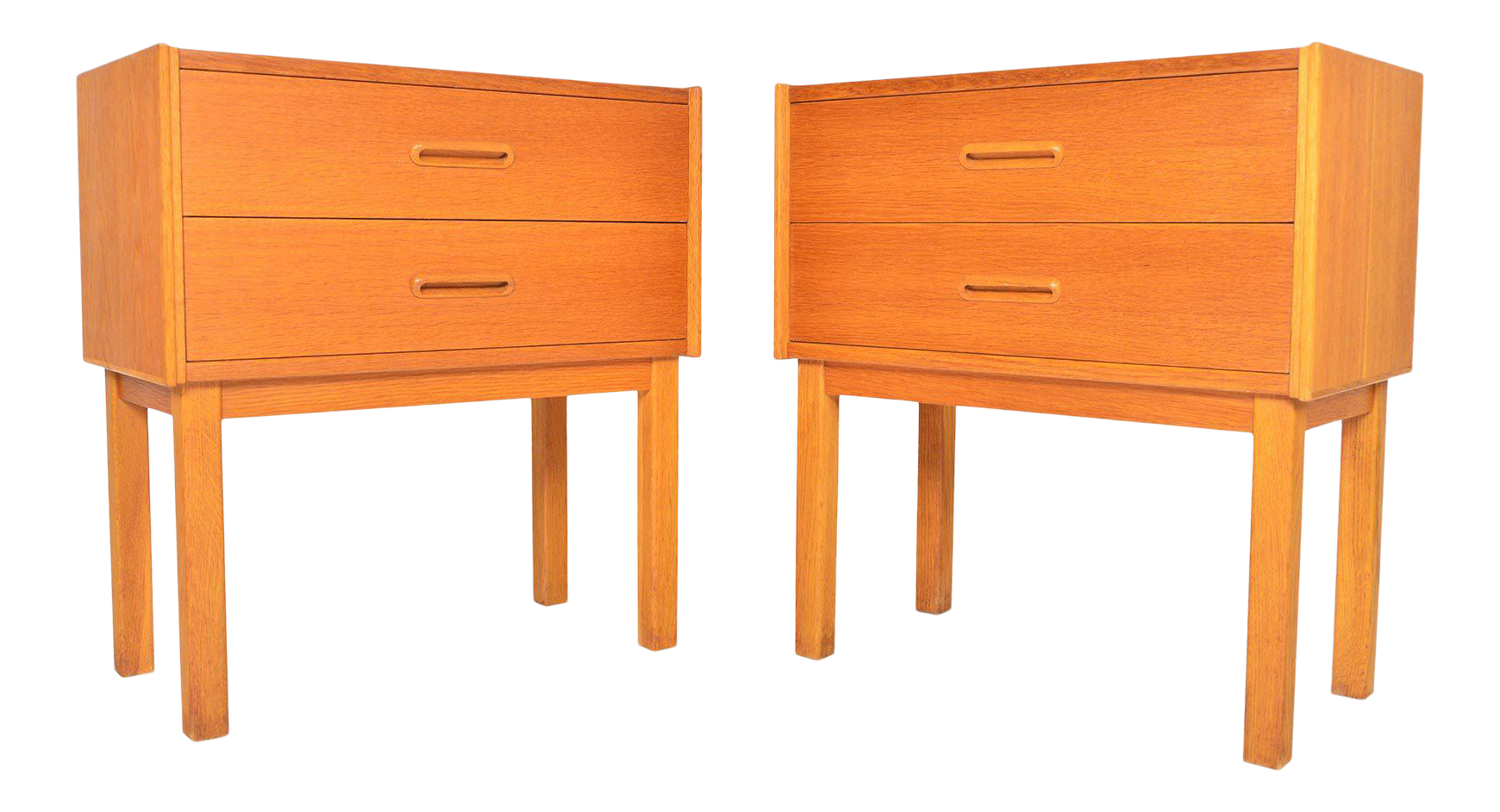 Danish Modern Oak Two Drawer Nightstands A Pair Chairish