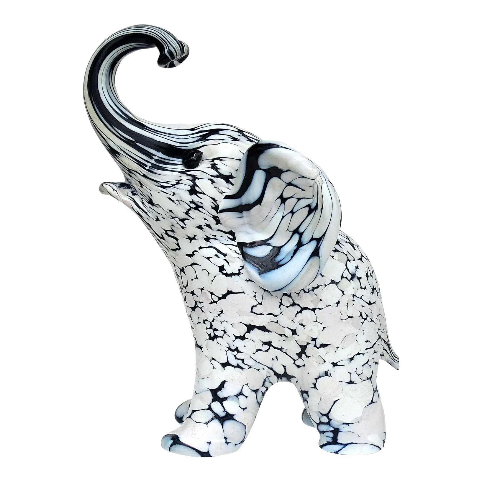 Archimede Seguso Murano Vintage Black White Italian Art Glass Elephant