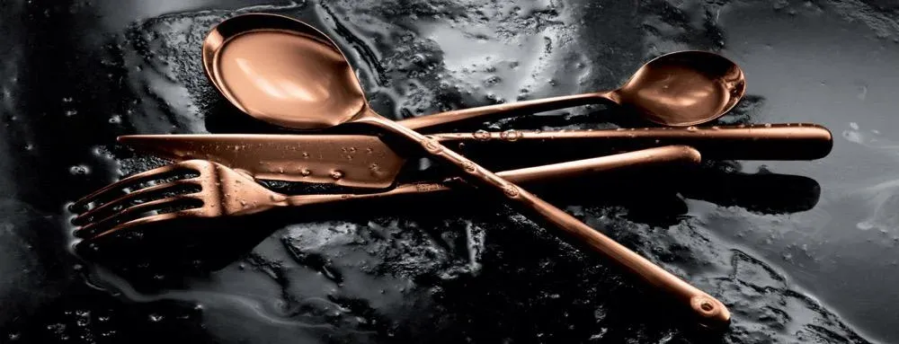 Mepra Linea 2-Piece Serving Set (fork & Spoon), Ice Champagne