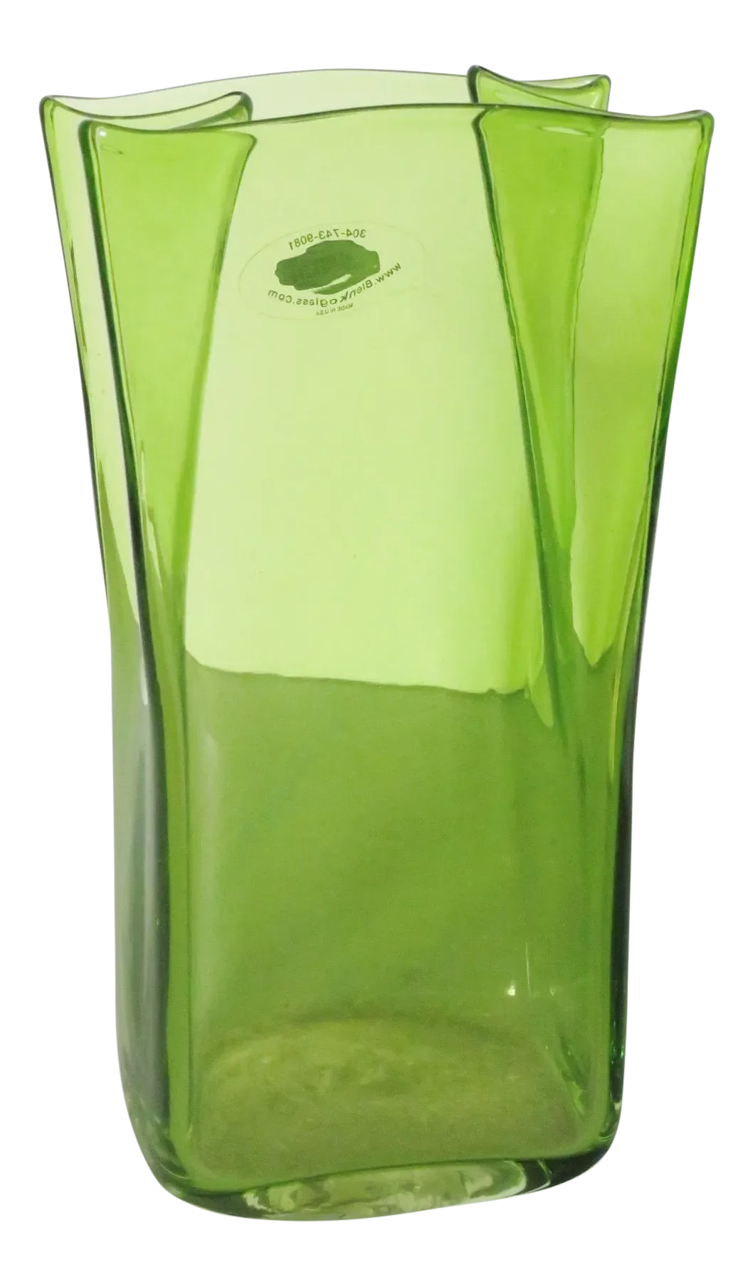 Mid 20th Century Blenko Modern Green Glass Vase Chairish