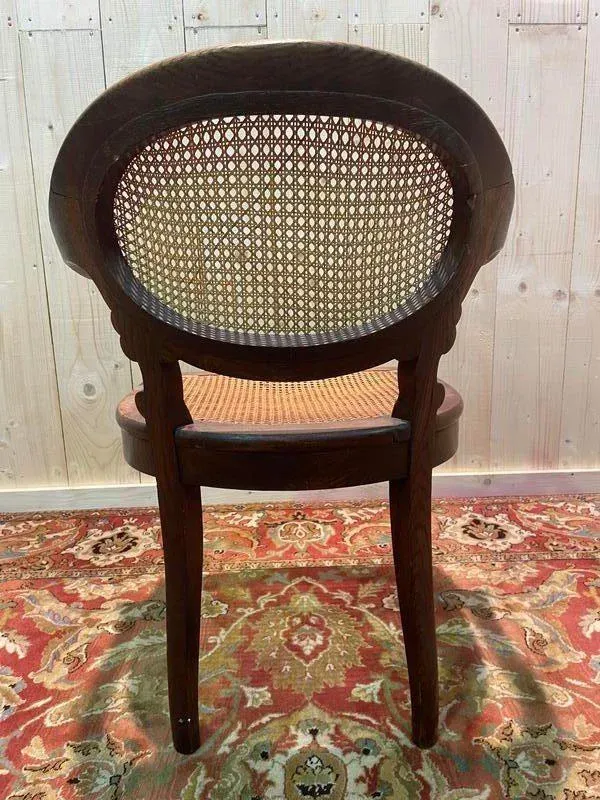 Napoleon III Oak and Cane Office Chair | Chairish