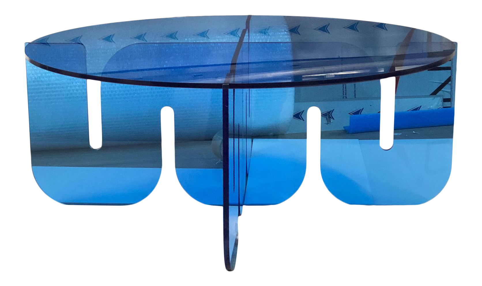 Colored lucite 2024 coffee table