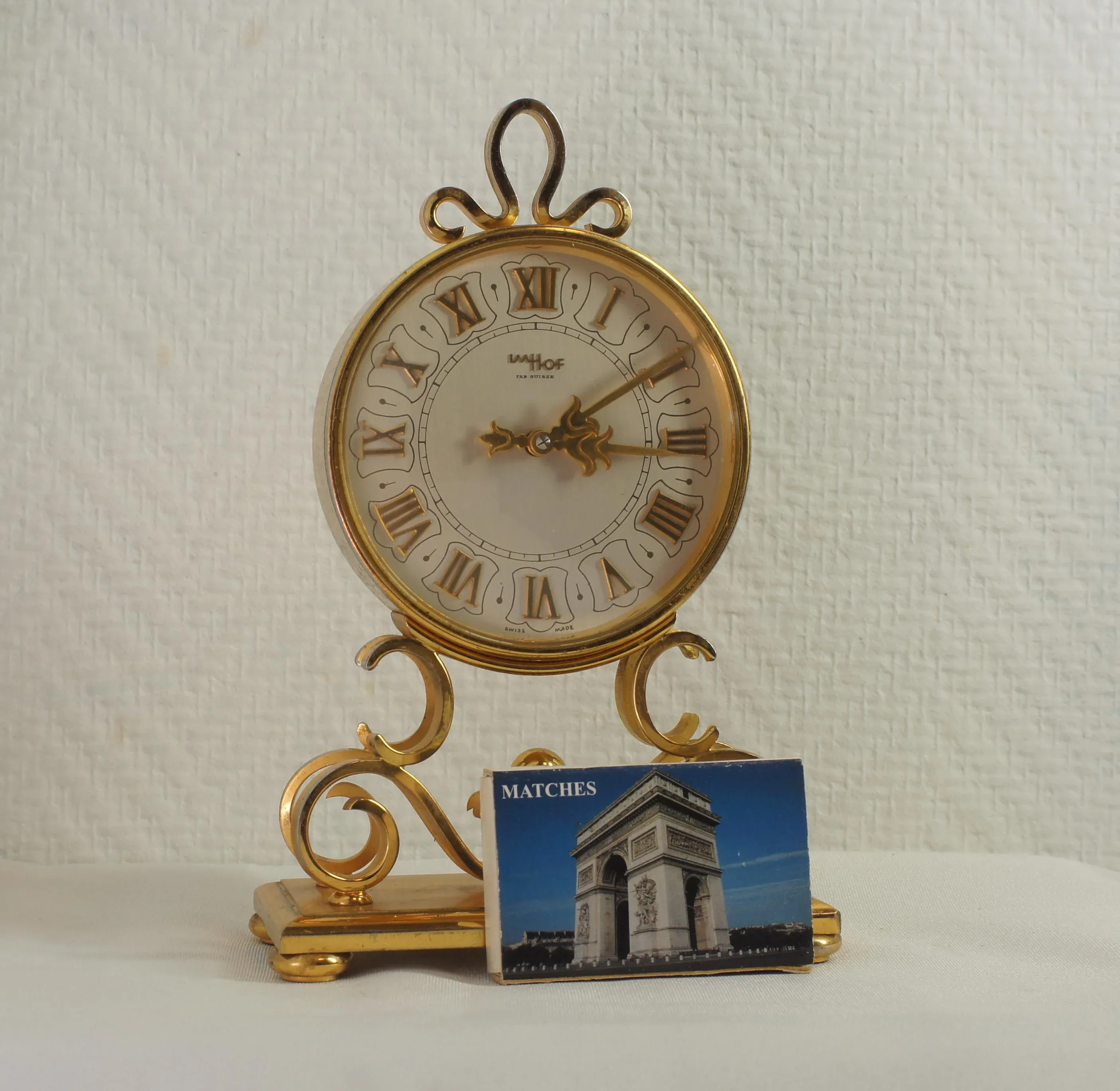 Swiss Imhof アンティーク機械式置き時計 15jewels 8days Swiss Imhof アンティーク機械式置き時計 15jewels 8days