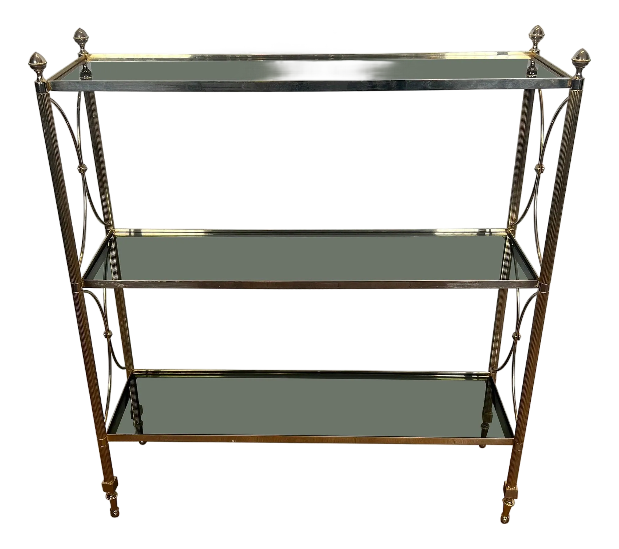 1940s Neoclassical silver metal shelves in the style of Maison Jansen