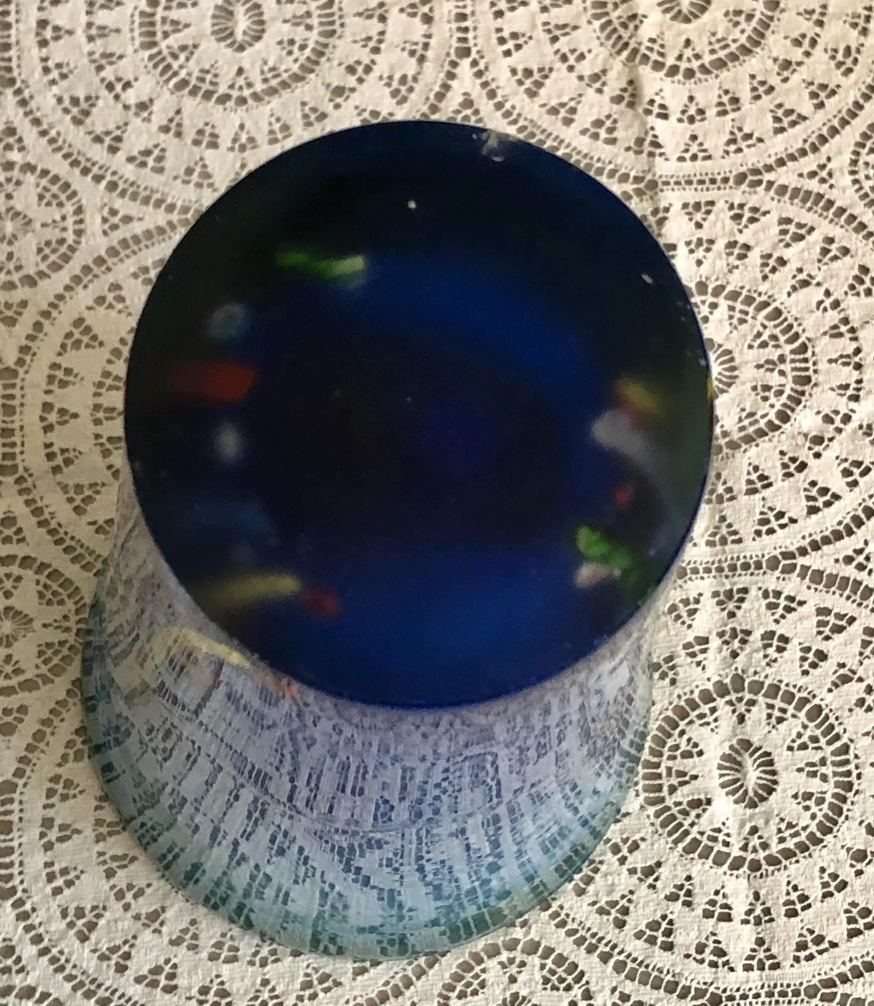 1950s Venetian Hand Blown Blue Art Glass Vase With Gold Inclusion by Milefiori of Murino