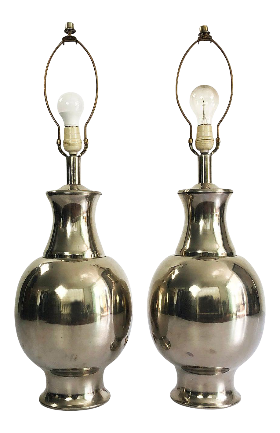 1970s Mid-Century Modern AMBAHR Platted Lamps - A Pair
