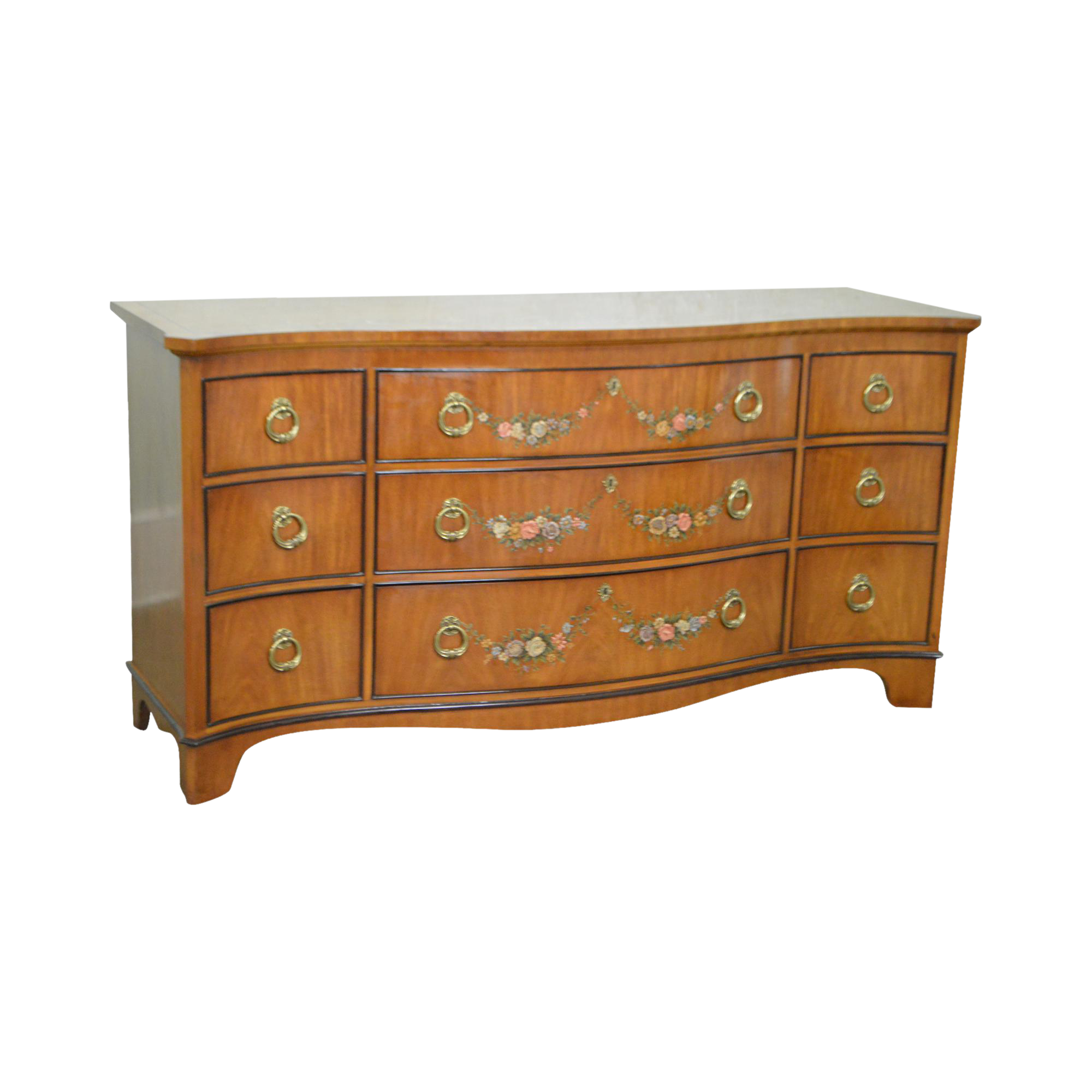 Drexel Heritage Devoncourt Serpentine Satin Wood Adams Painted Long