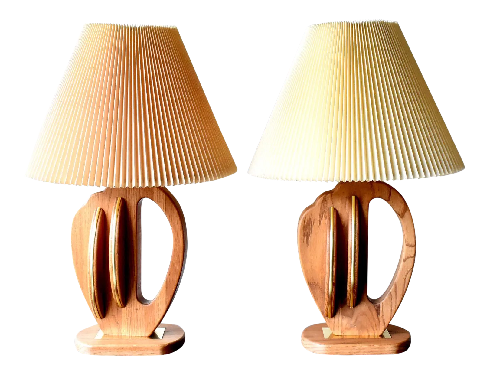 MidCentury Modern Sculptural Oak Wood Table Lamps a Pair Chairish
