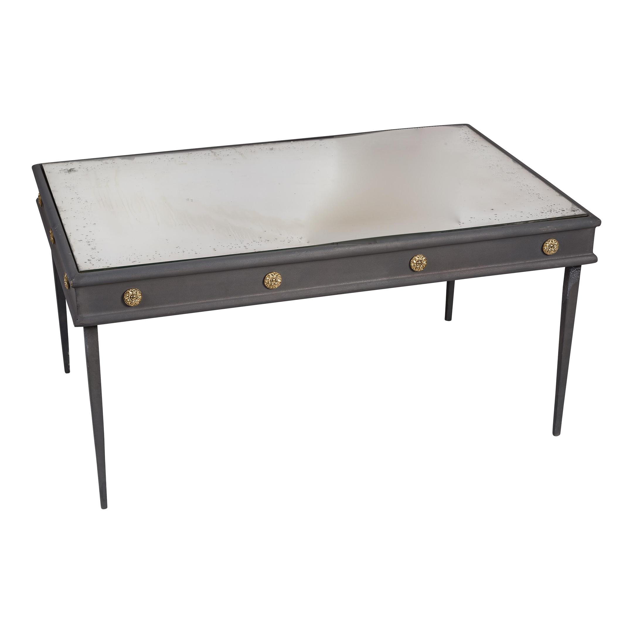 Zinc Finish and Brass Medallion Coffee Table Chairish