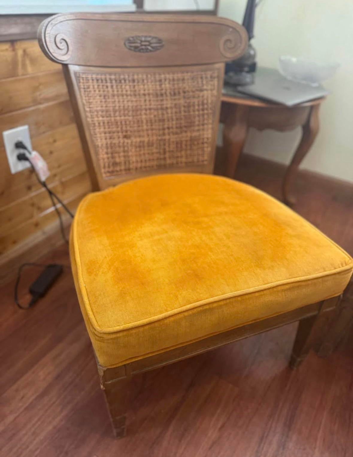 Set of Wide Seat Vintage Mid Century Modern Cane Back Chairs