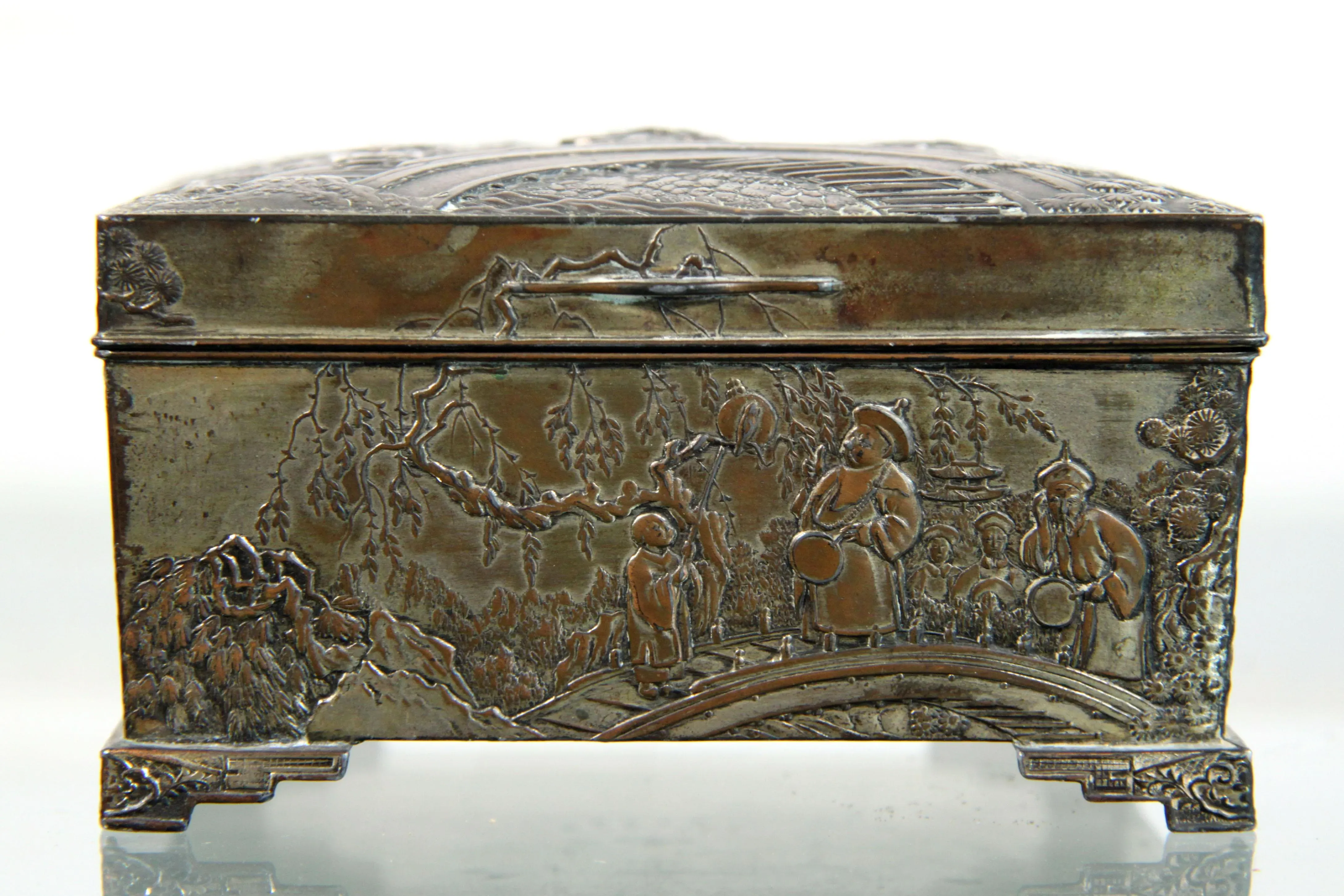 銅蟲 煙草入れ(木箱あり)1956年製：Old Copper box：Japan s-l400.jpg