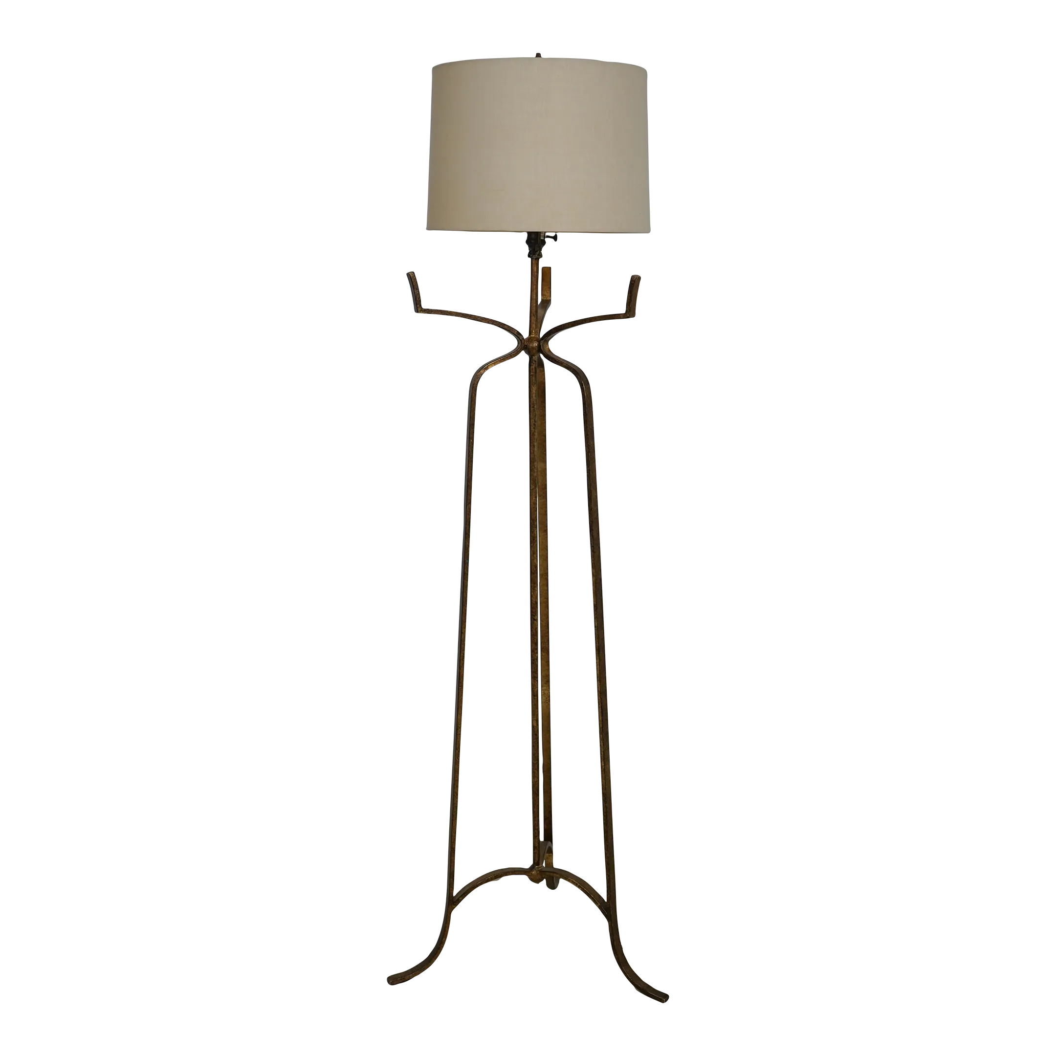 Modern Design Gold Finish Metal Floor Lamp W. Shade Chairish