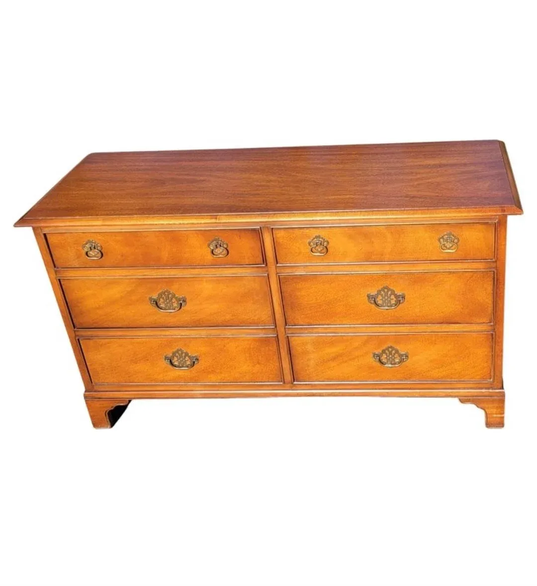 1960s Drexel Solid Genuine Cherry Chippendale Double Dresser