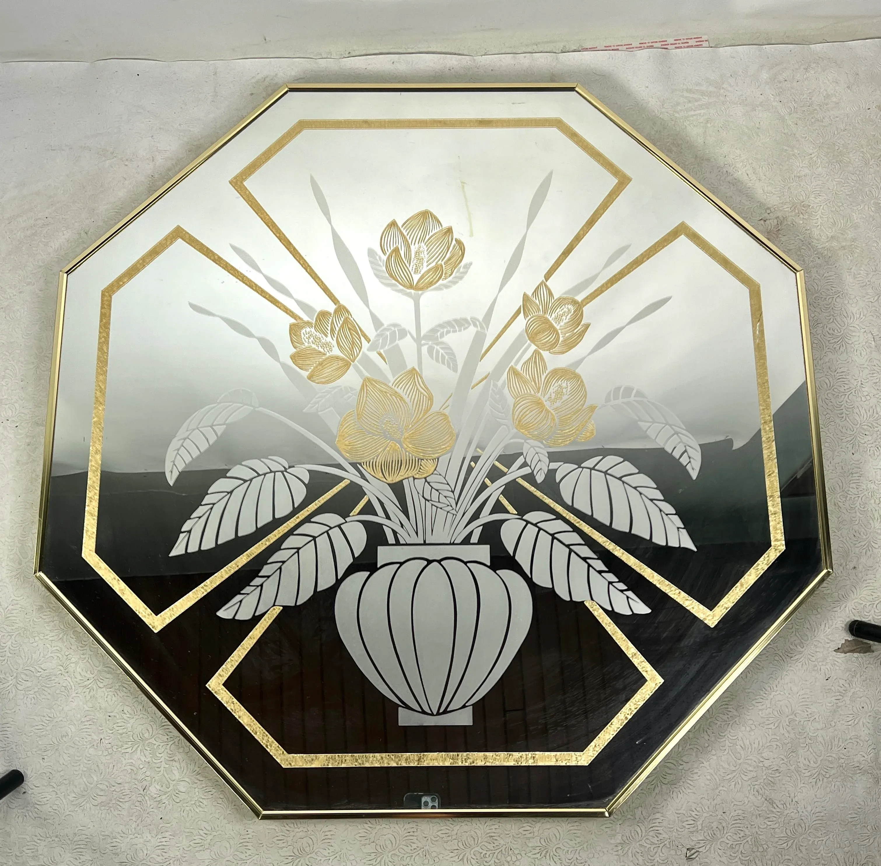 『WINDSOR ART』ウィンザーアート ウォールミラー 鏡 RWmis64 Vintage Windsor Art Metal Framed Wall Mirror Floral Design | Chairish