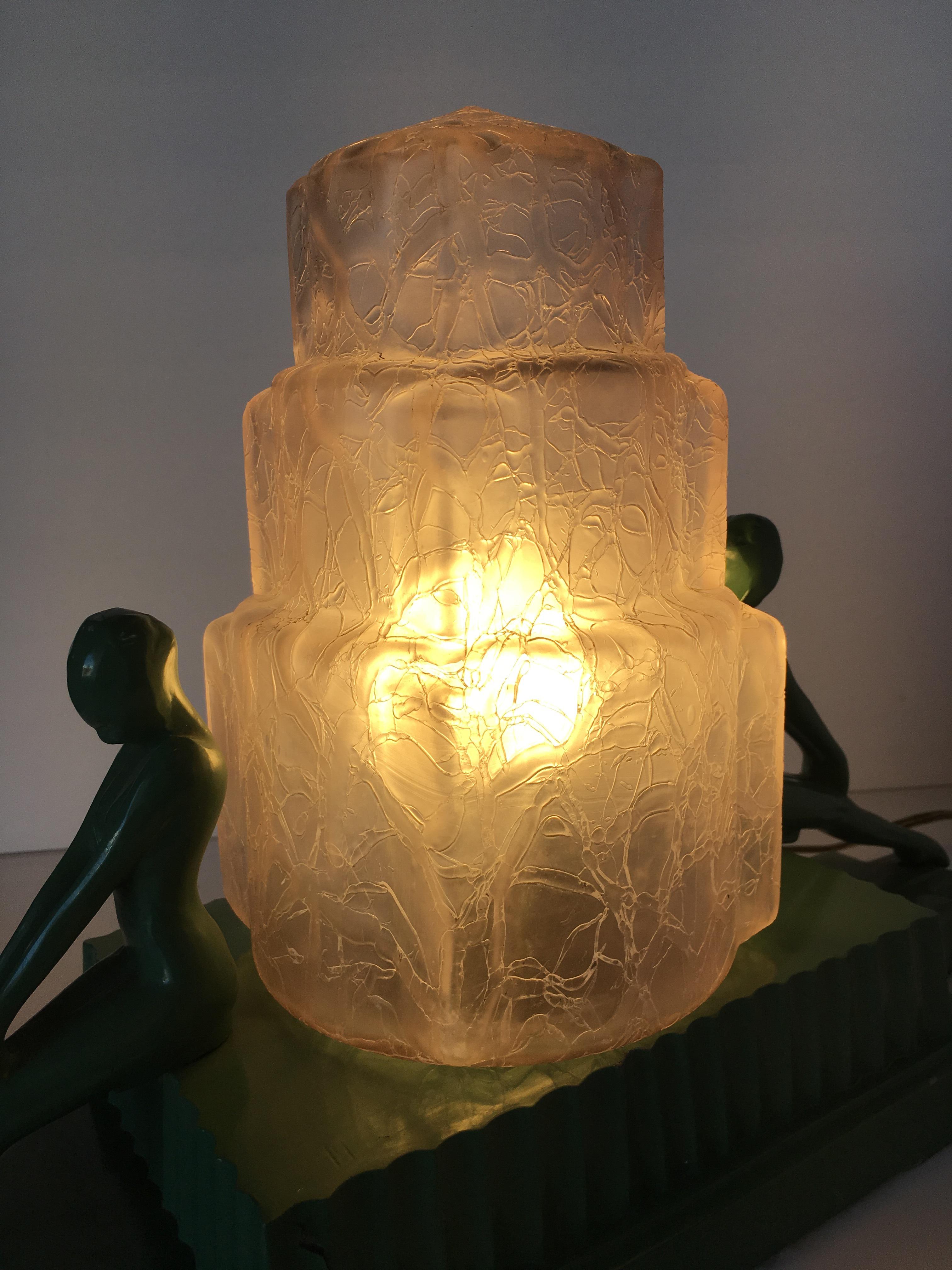 Frankart L254 Twin Nude Sculptural Table Lamp With Stepped