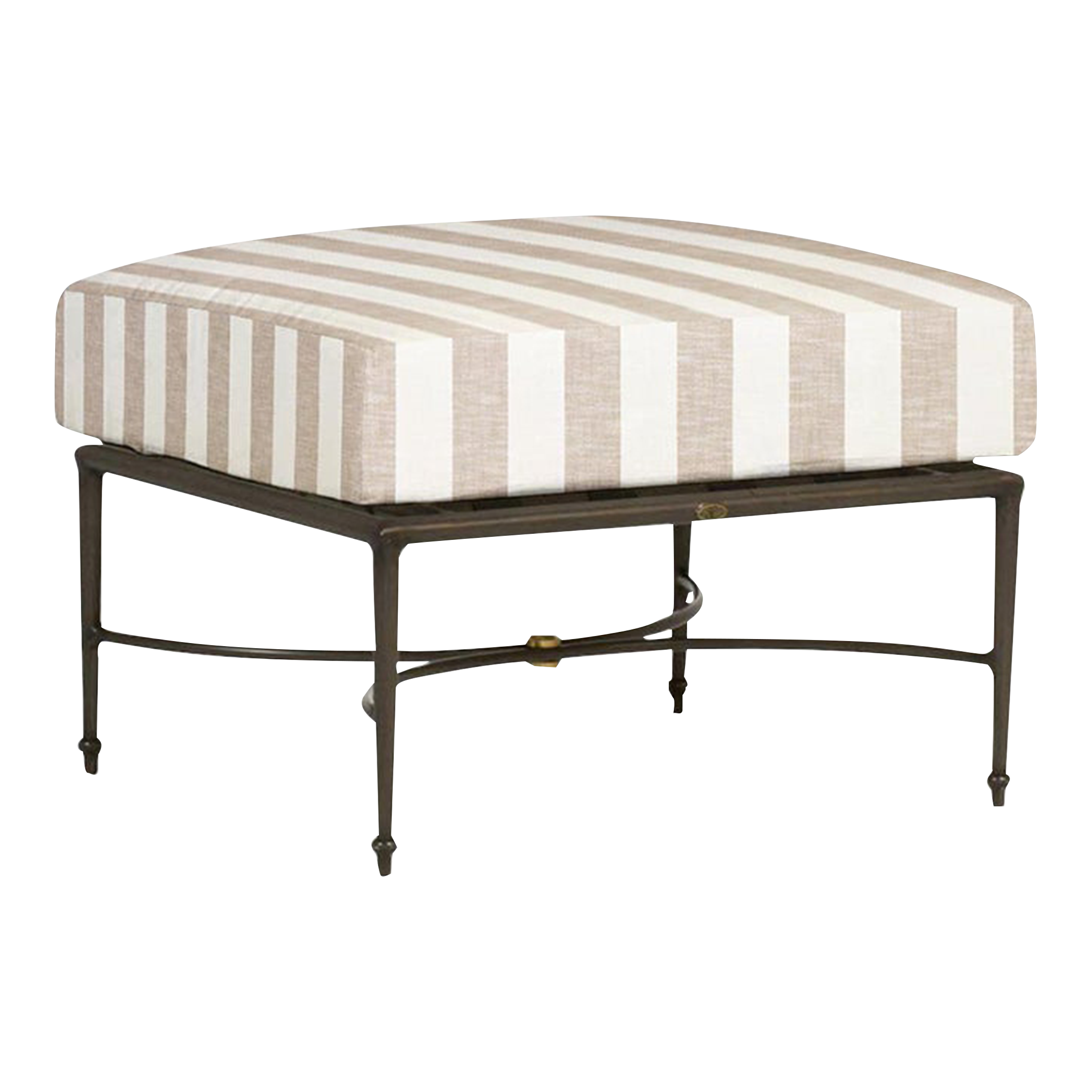 Summer Classics Roma Ottoman in Taupe Stripe Chairish