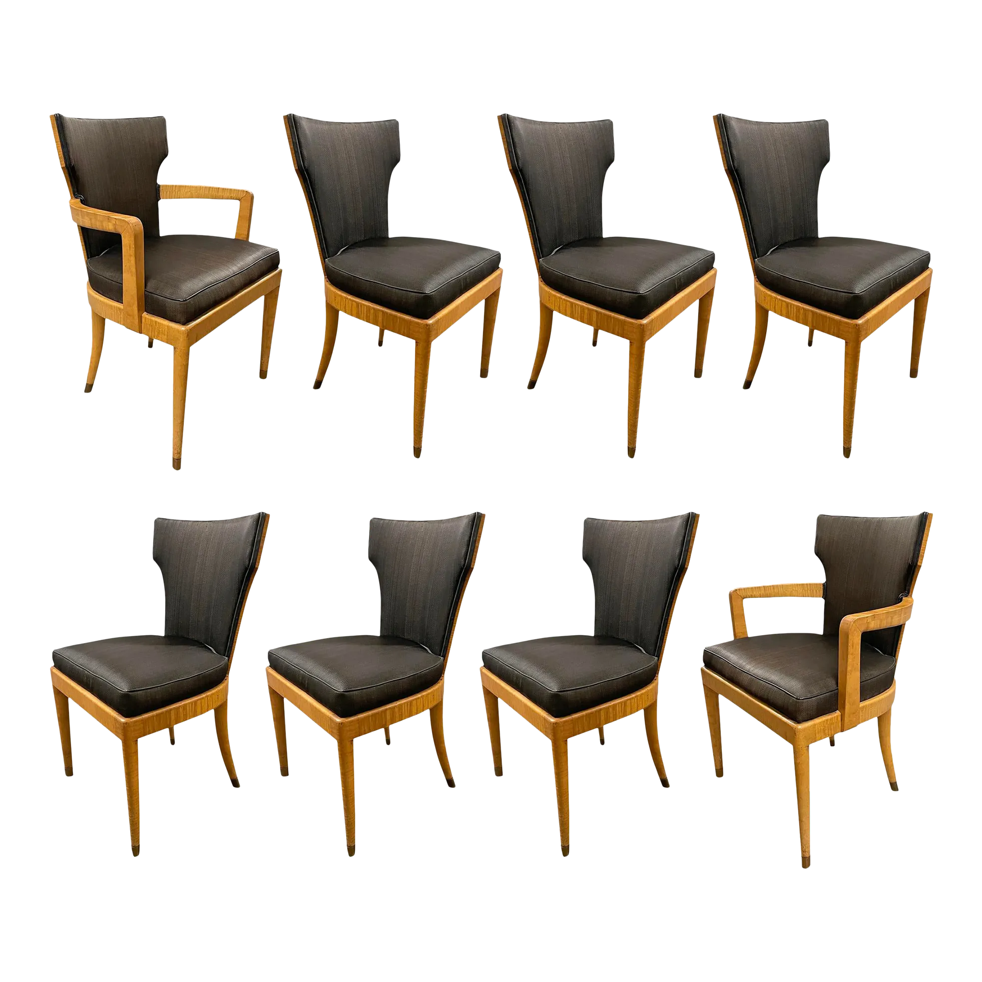 Set of Eight English Art Deco Dining Chairs Chairish
