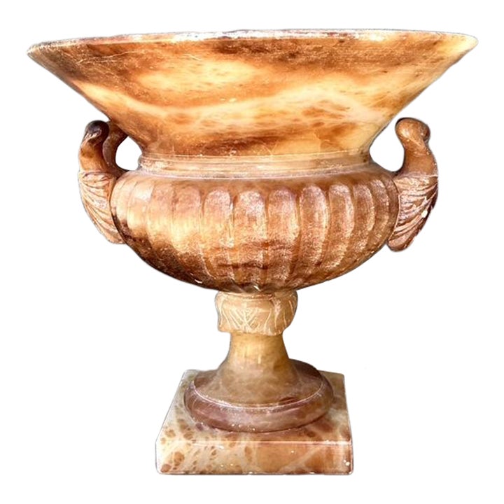 Vintage Alabaster Carved Urn