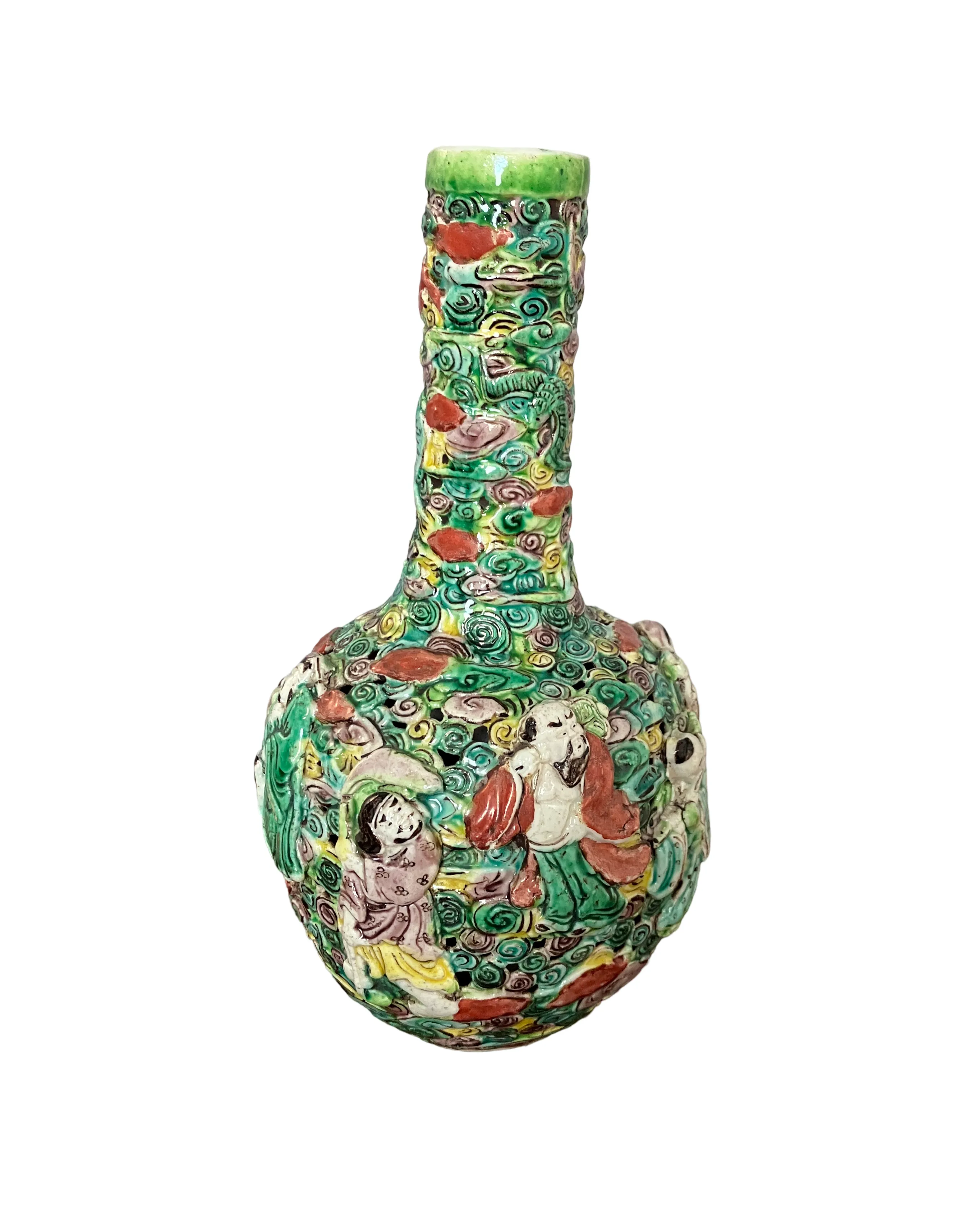 Late 19th Century Chinese Openwork Famille-Rose Porcelain Vase