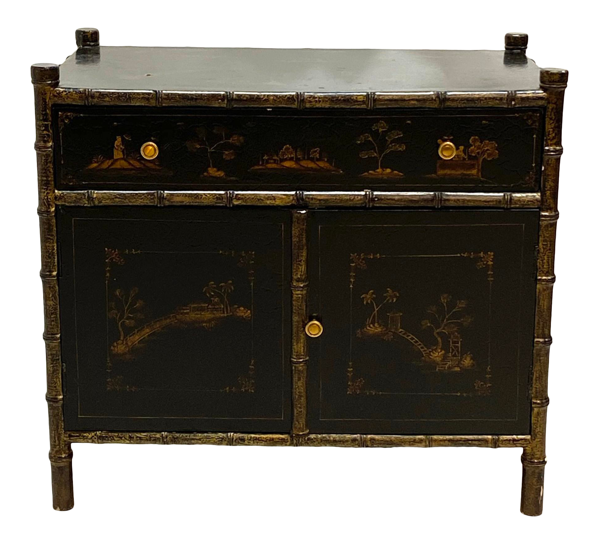 Chinoiserie Faux Bamboo Nightstand Chairish