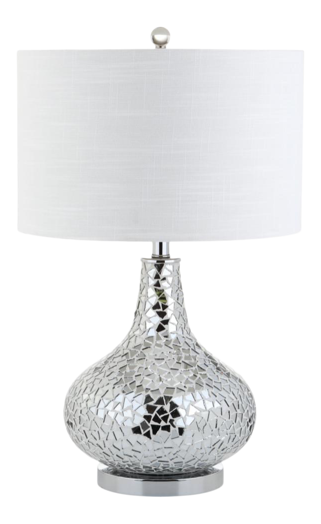 Mirrored Mosaic LED Table Lamp, Silver Chairish