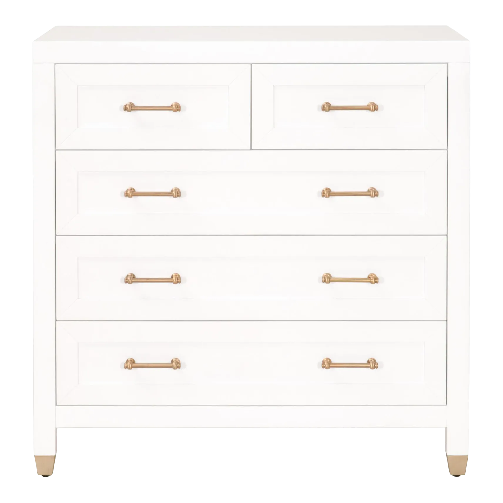 Stella White Lacquered Wood 5-Drawer High Chest | Chairish