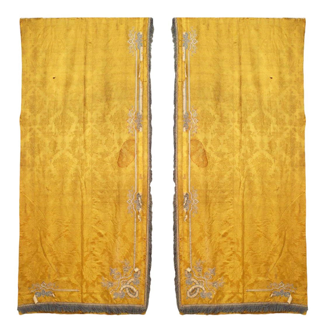 Gold Damask Silk and Fringe Drapes Chairish
