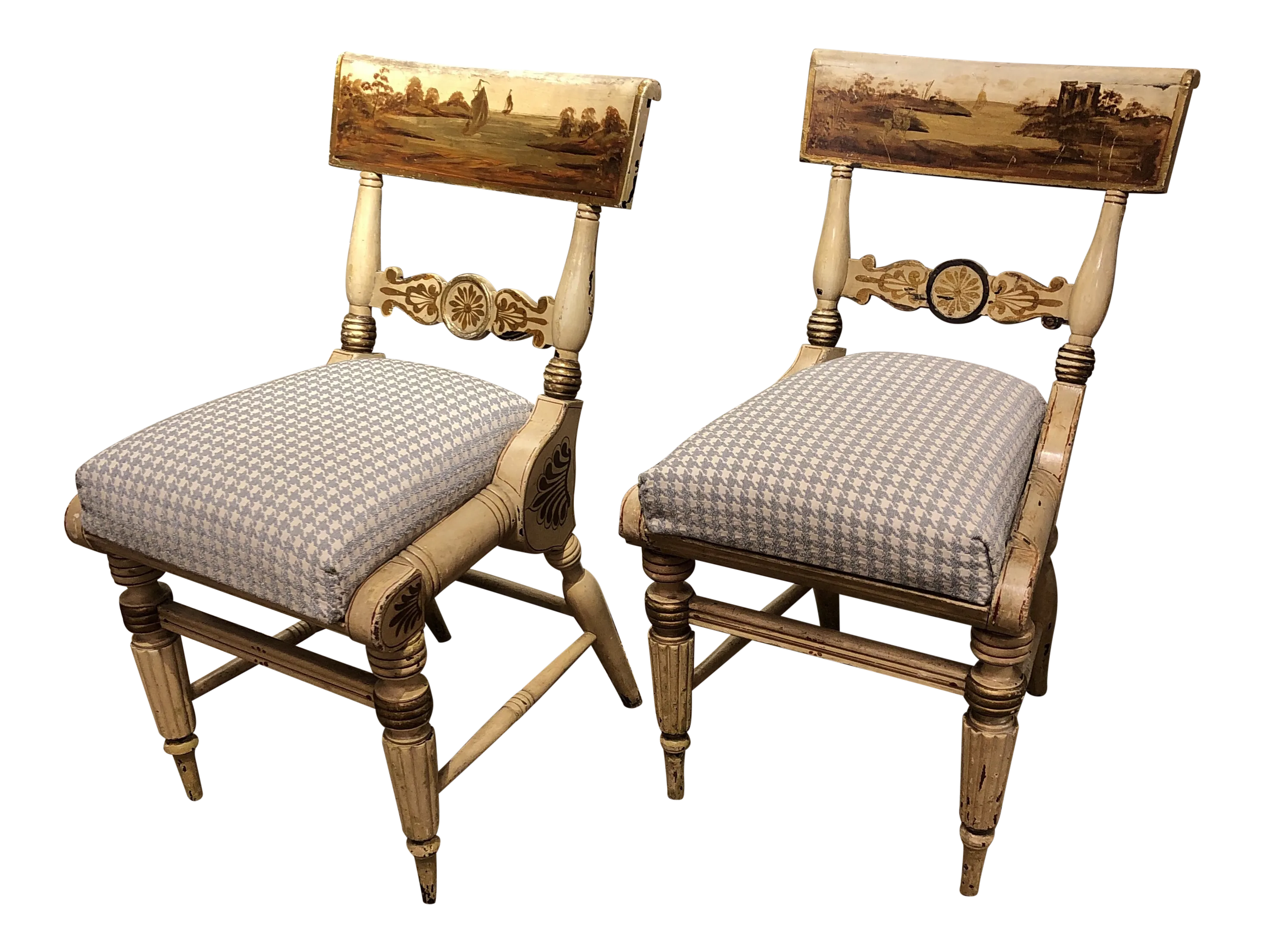 13th Century American Baltimore Painted Fancy Chairs- A Pair