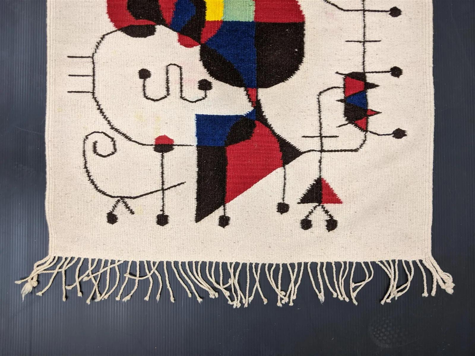 Wool Textile Wall Hanging, Style Joan Miro