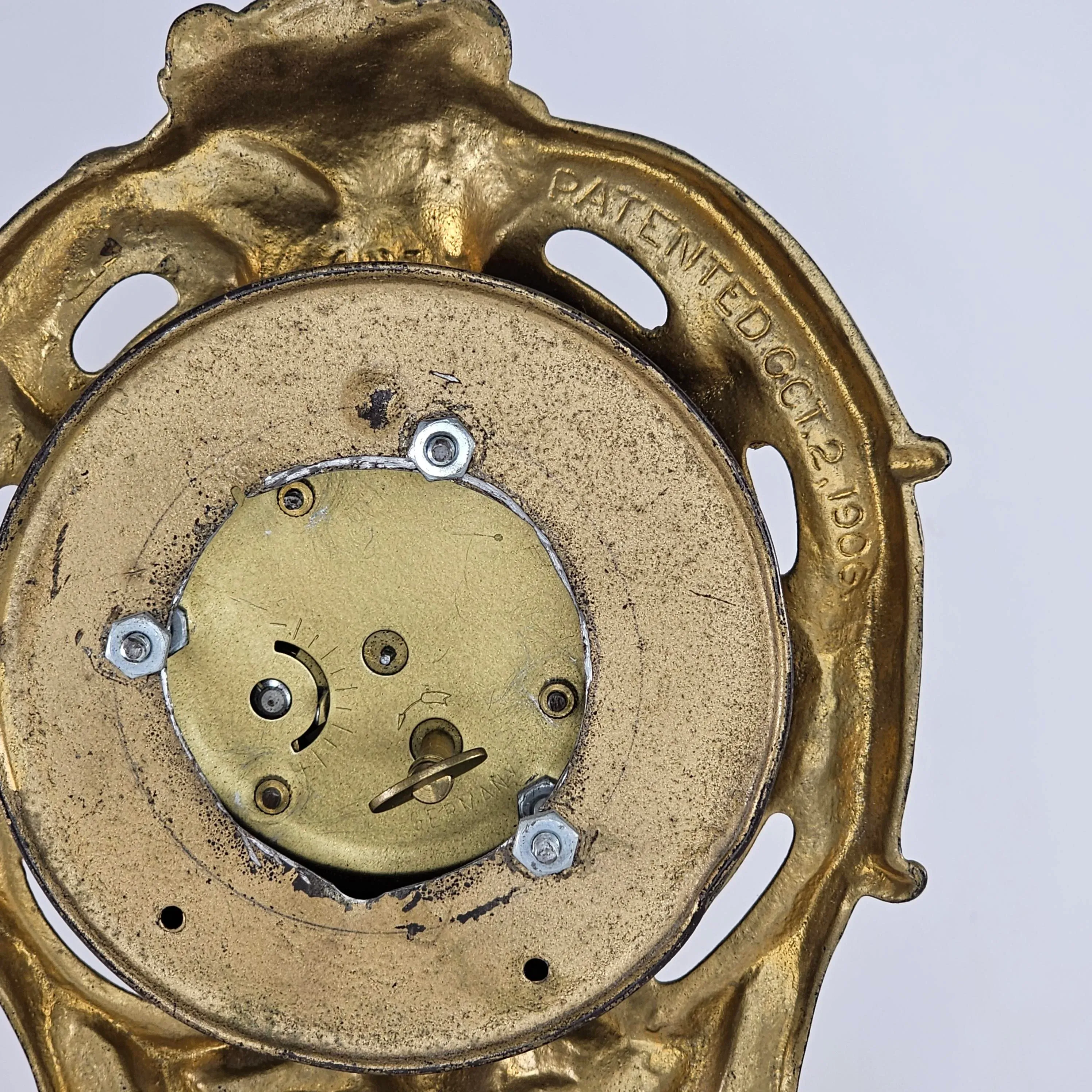 Art Noveau Cherub Wind Up Clock Mercedes Germany Patented