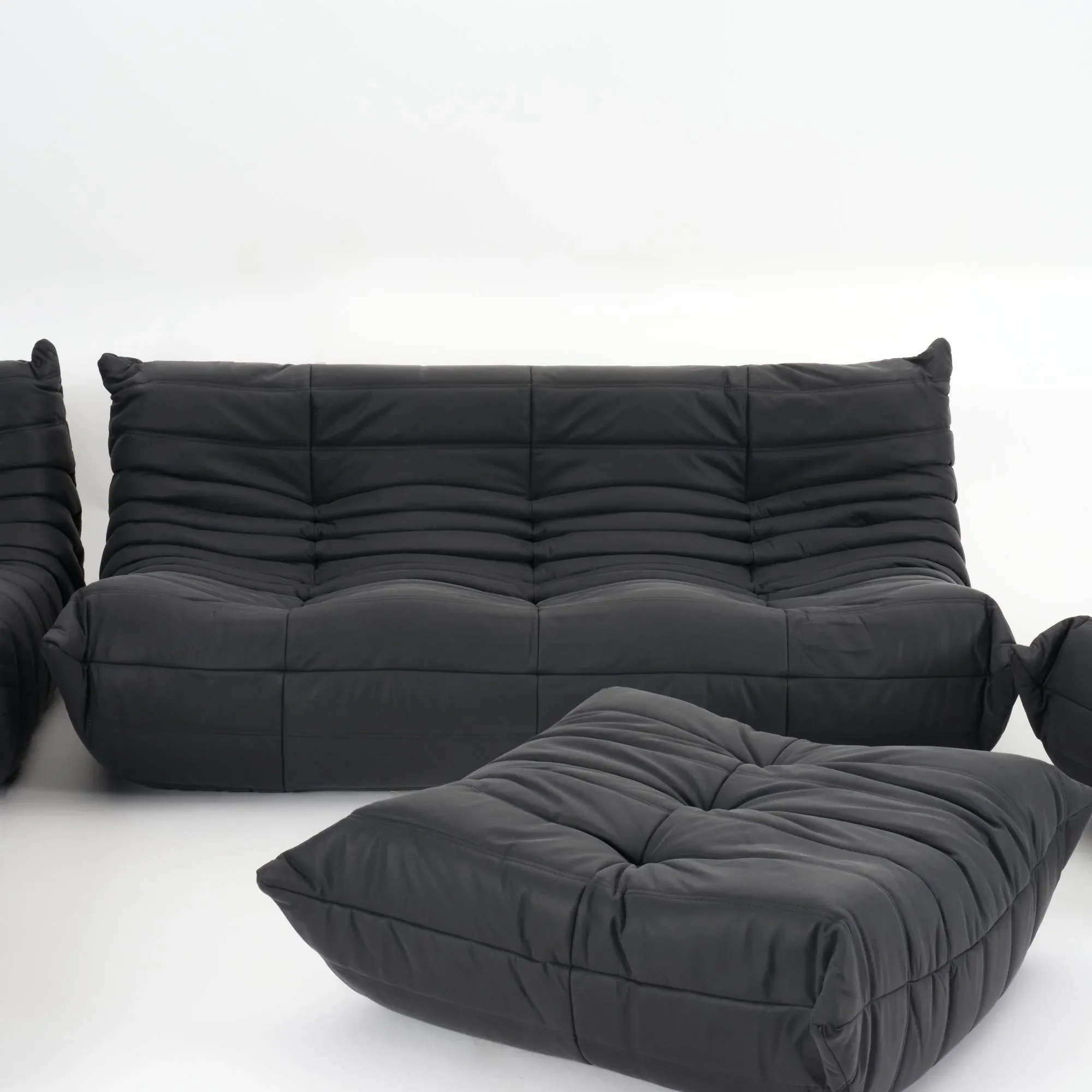Authentic Ligne Roset Togo 5-Piece Sectional Set in Monolith Black