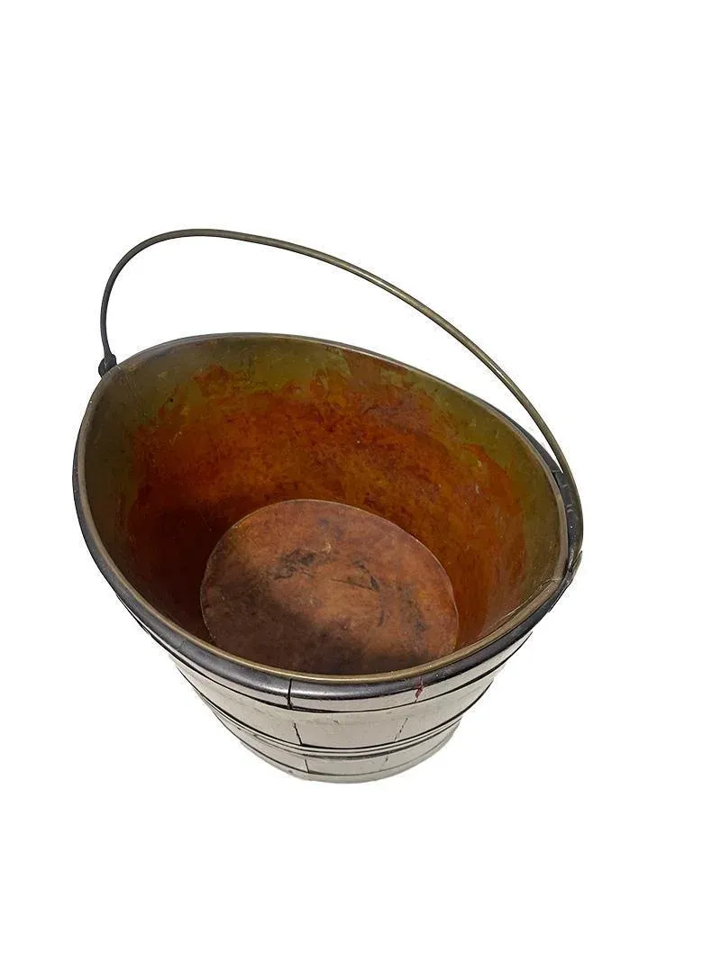 Early 19th Century Dutch Brass Bound Tea Kettle Bucket