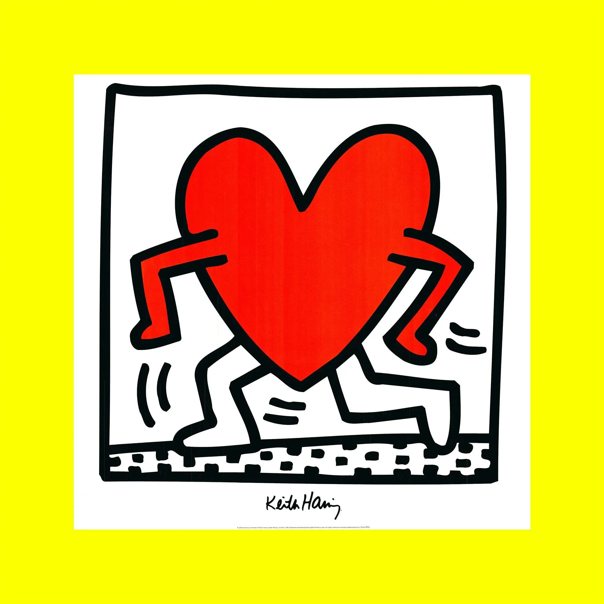 1990s After Keith Haring - Untitled (Heart Walking / Love) Vintage