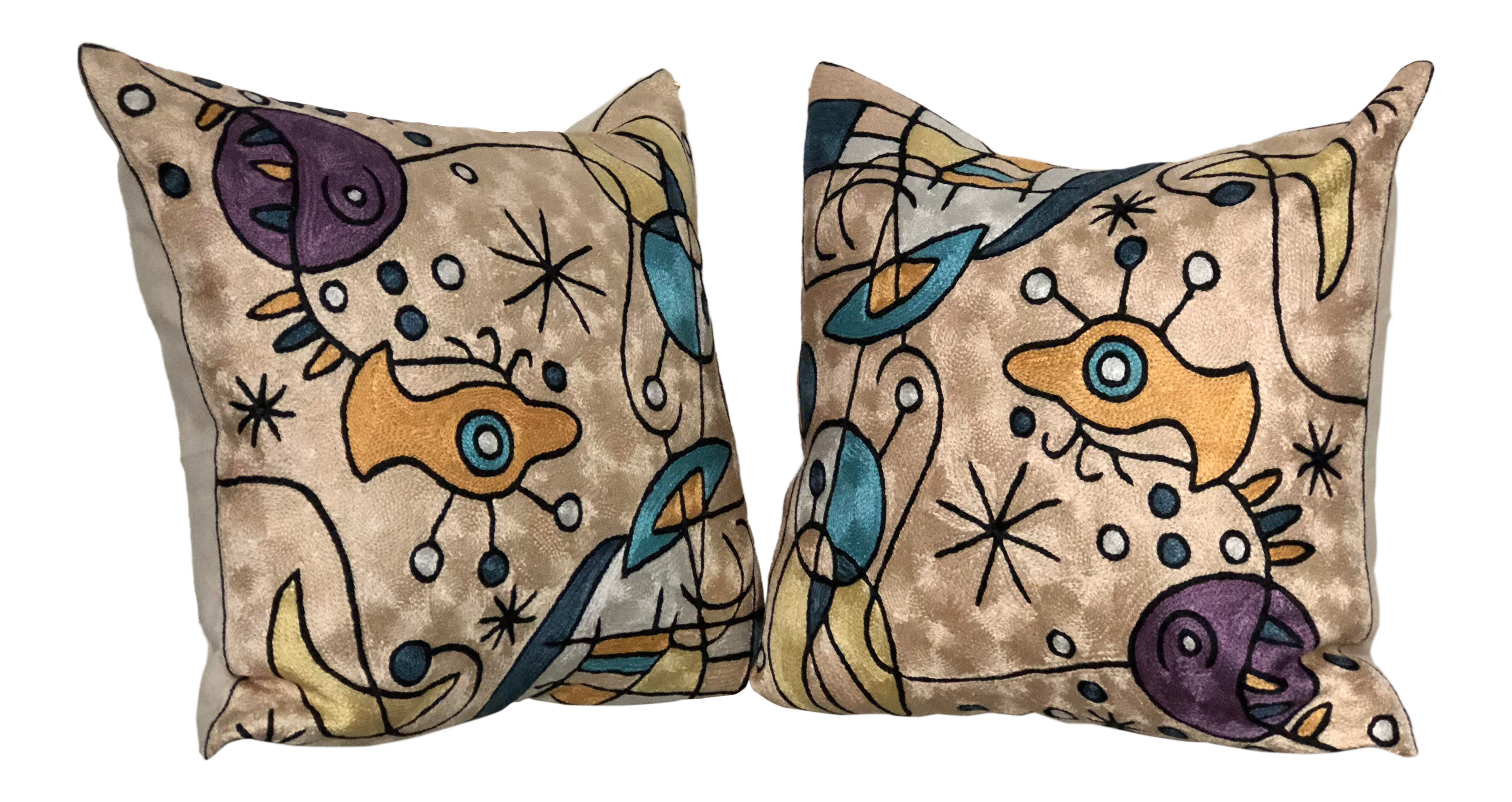 Pair Of Modern Tapestry Pillows Chairish