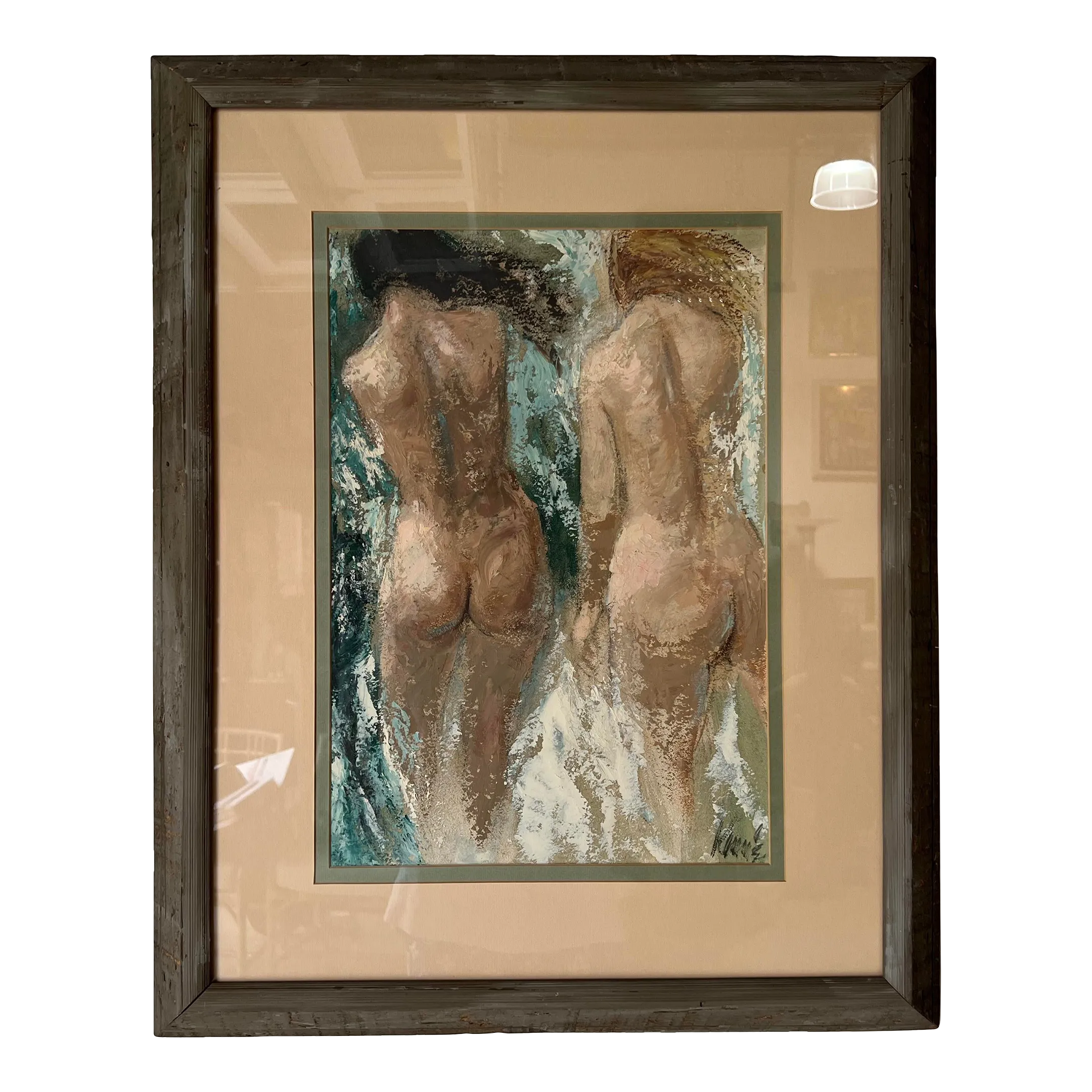 80's Kenne Impressionist Portrait of Two Nude Females -Oil Painting, Framed  | Chairish
