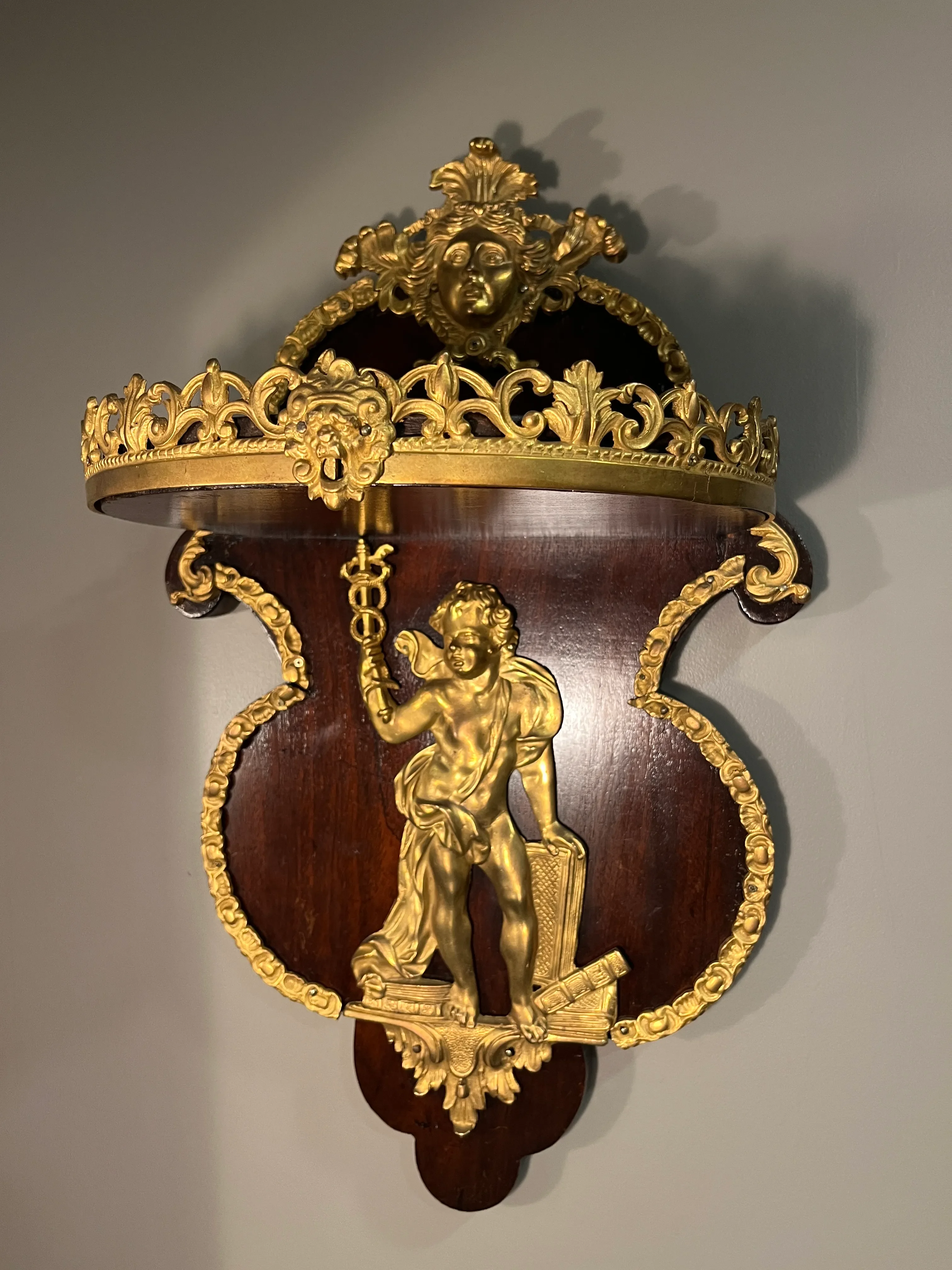 19th Century Pair Napoleon III Mahogany and Ormolu Neoclassical Wall Brackets