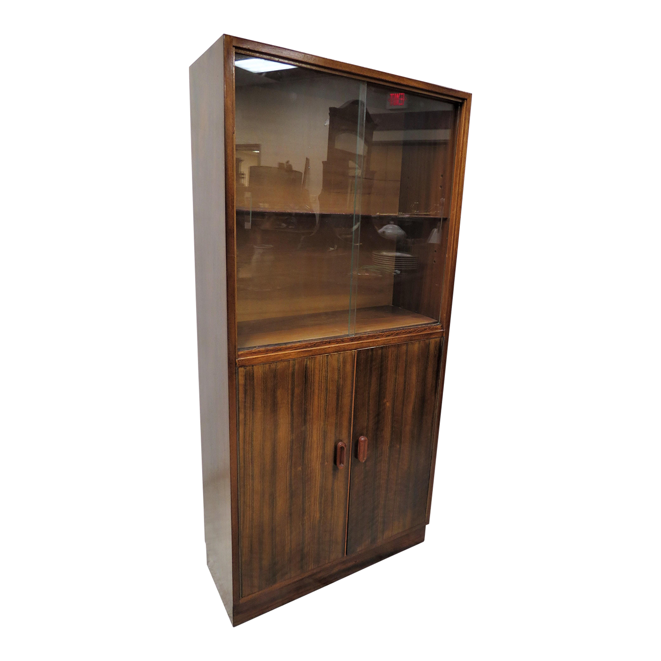 Mid Century English Mahogany Sliding Glass Bookcase Chairish