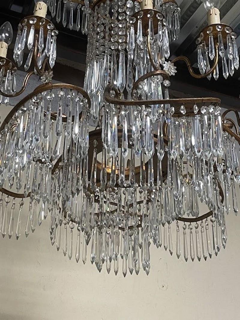chandelier シェルフ Neo-Classical Glass and Bronze Cascade Chandelier in the style of