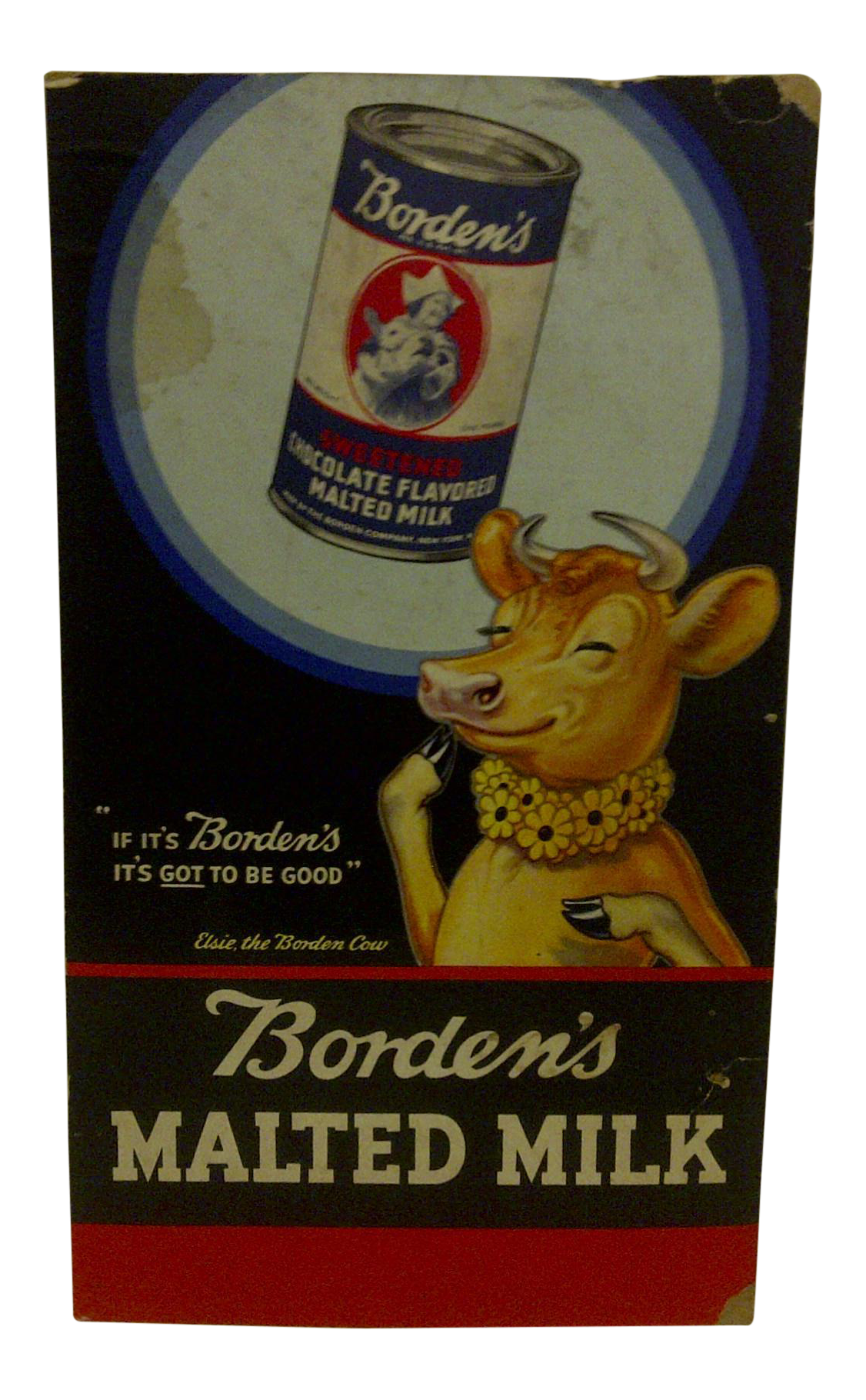 Vintage Borden's Malted Milk Advertising Poster "Elsie the Borden Cow