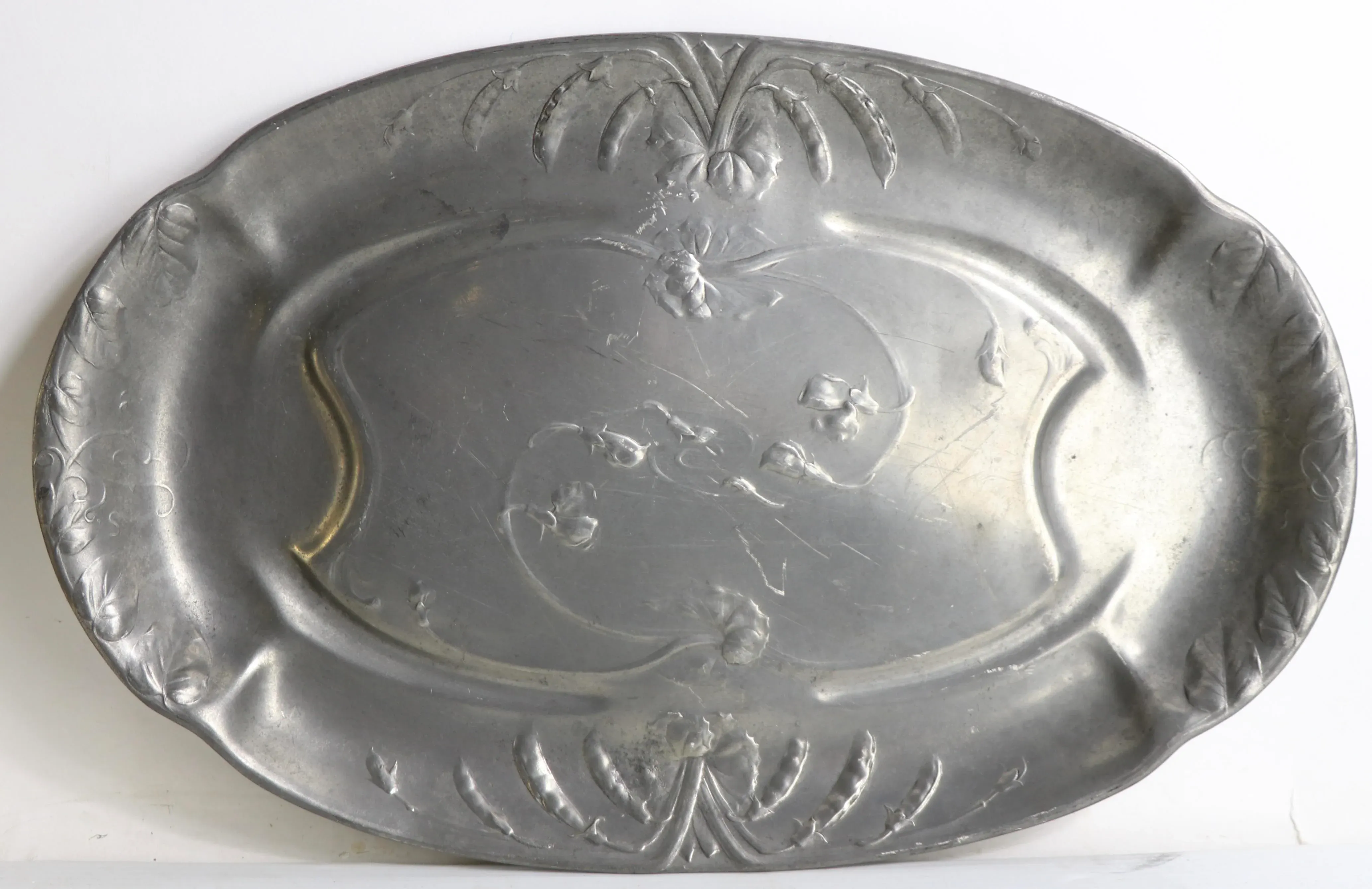 Art Nouveau Pewter Serving Tray by Kayserzinn 4331 | Chairish