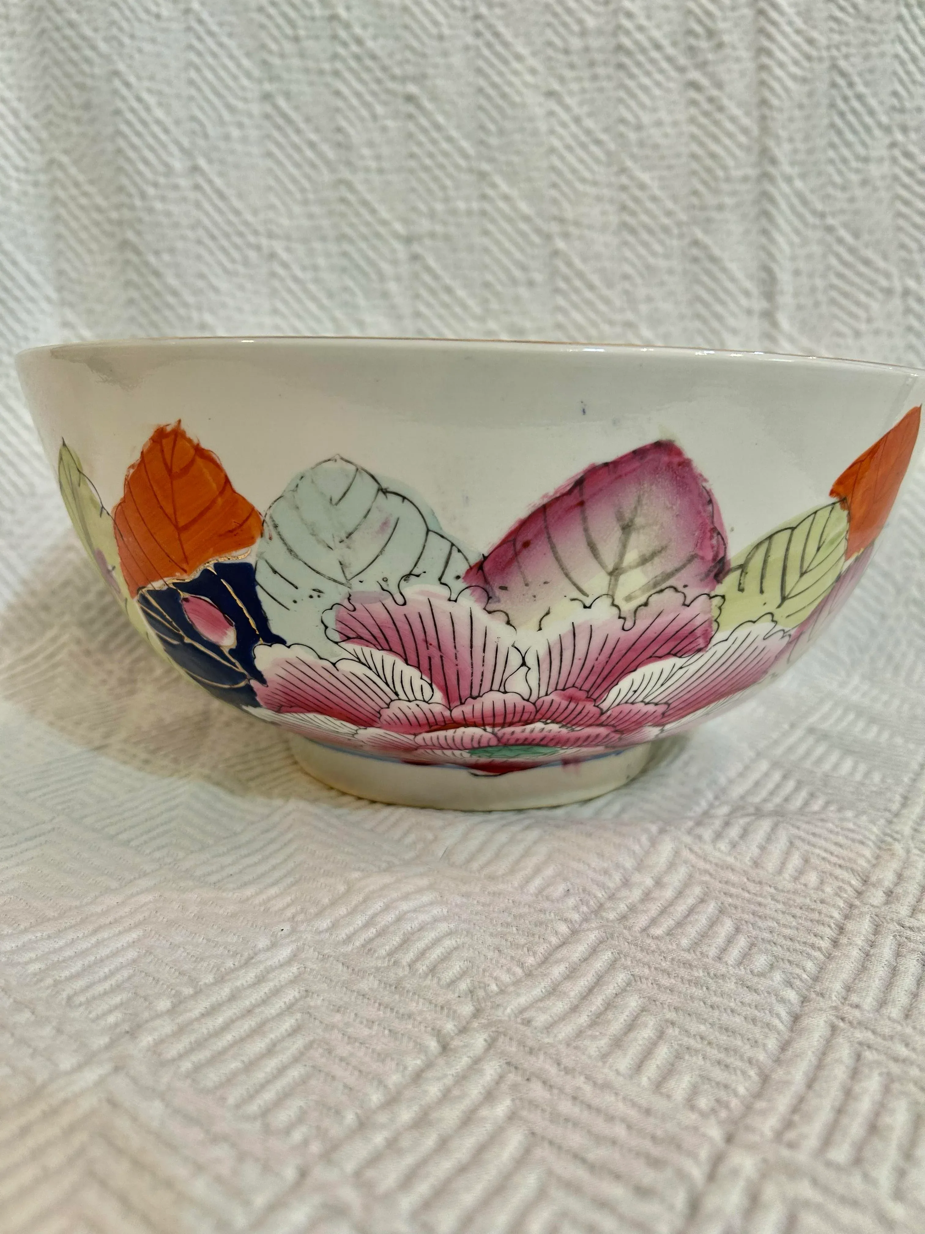 Vintage 10” Chinoiserie Tobacco Leaf Bowl1950’s Mid-Century Modern Baumritter Metal & Wood Lounge Chair