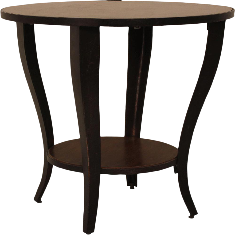 Round Accent Side End Table With Shelf Pedestal Stand Wood for Sofa