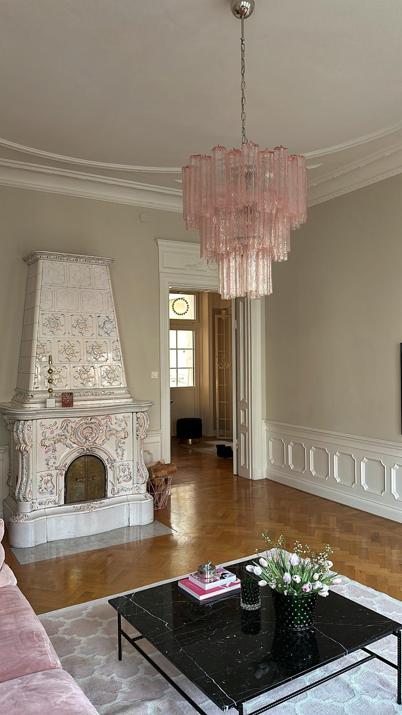 Pink Murano Glass Tronchi Chandelier