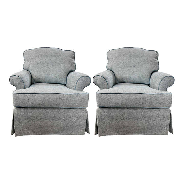 Soft Blue Swivel Club Chairs Chairish