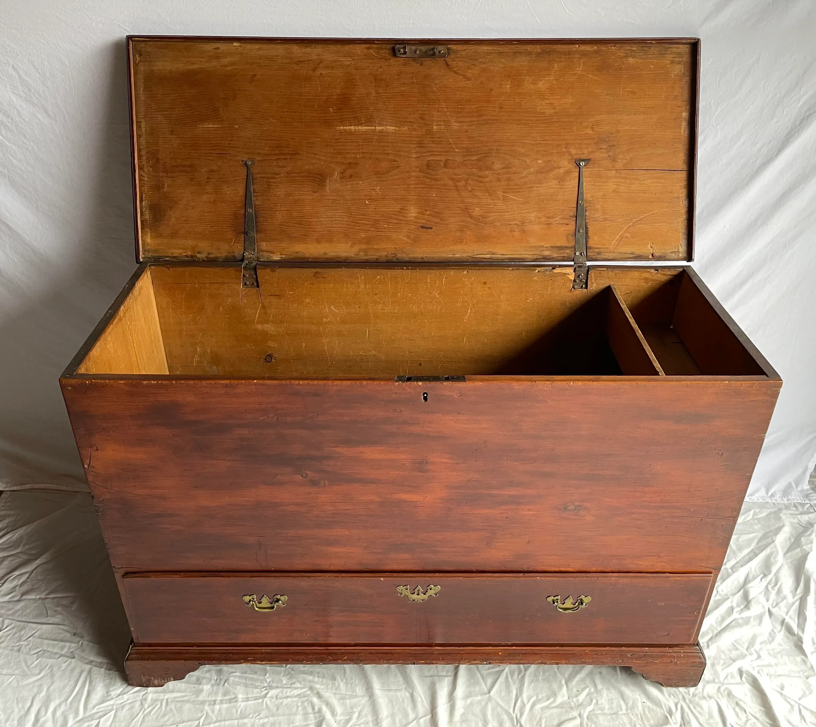 18th Century New England Country American Single Drawer Blanket Chest