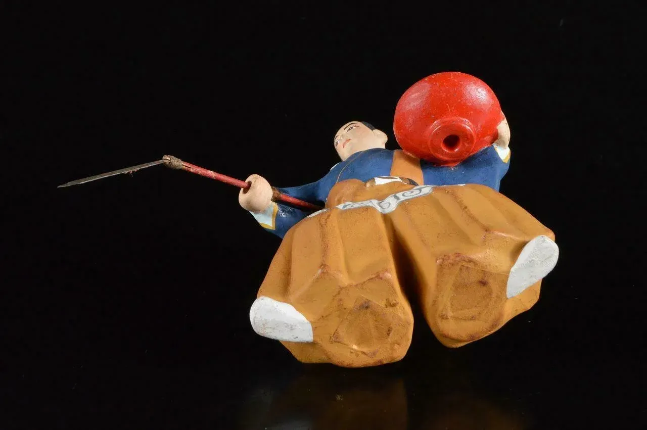 Japanese Statue Clay Doll Wabi Sabi Handmade Antique Hakata