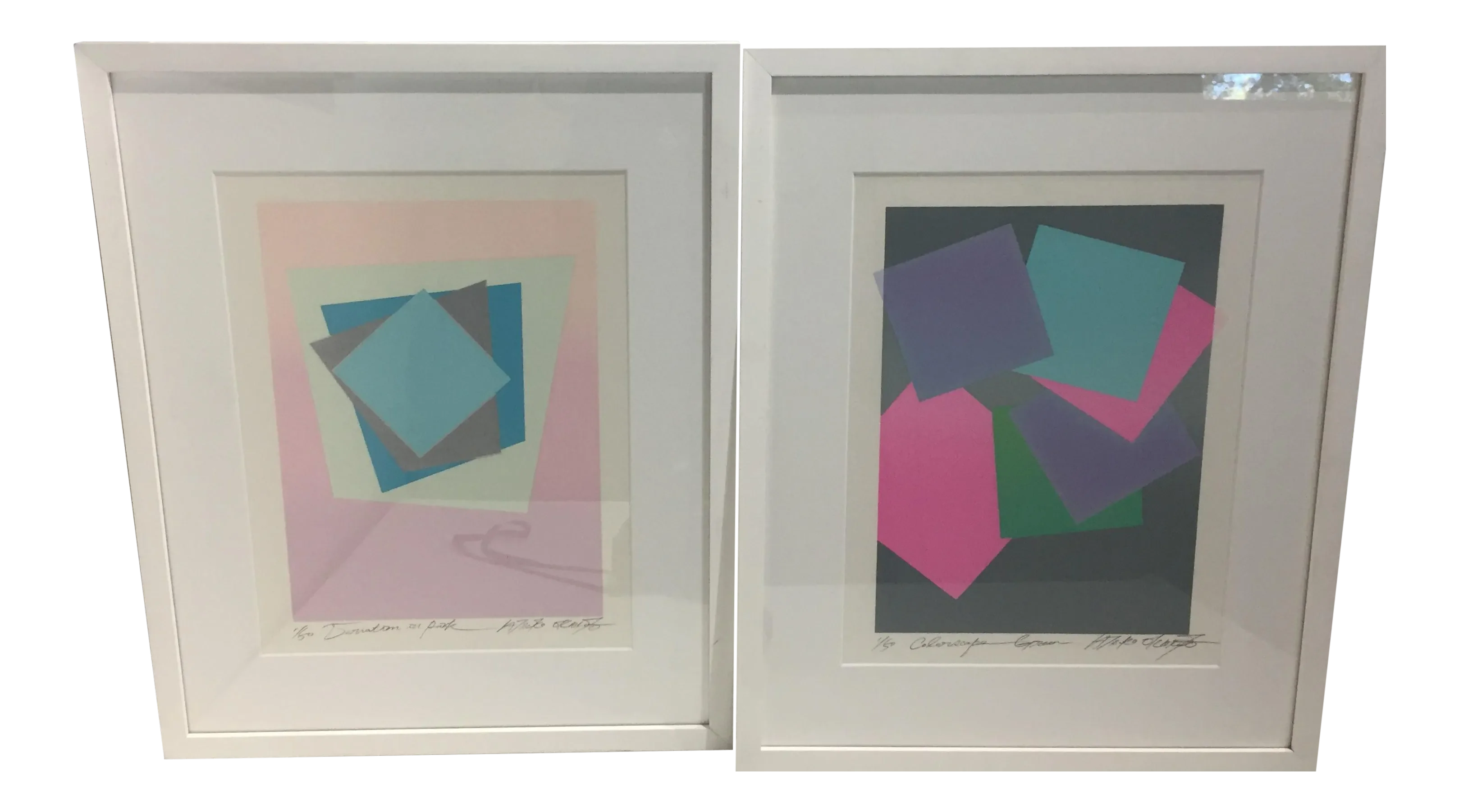 Silk Screen Prints by Japanese Artist Atsuko Okamoto a Set of 2